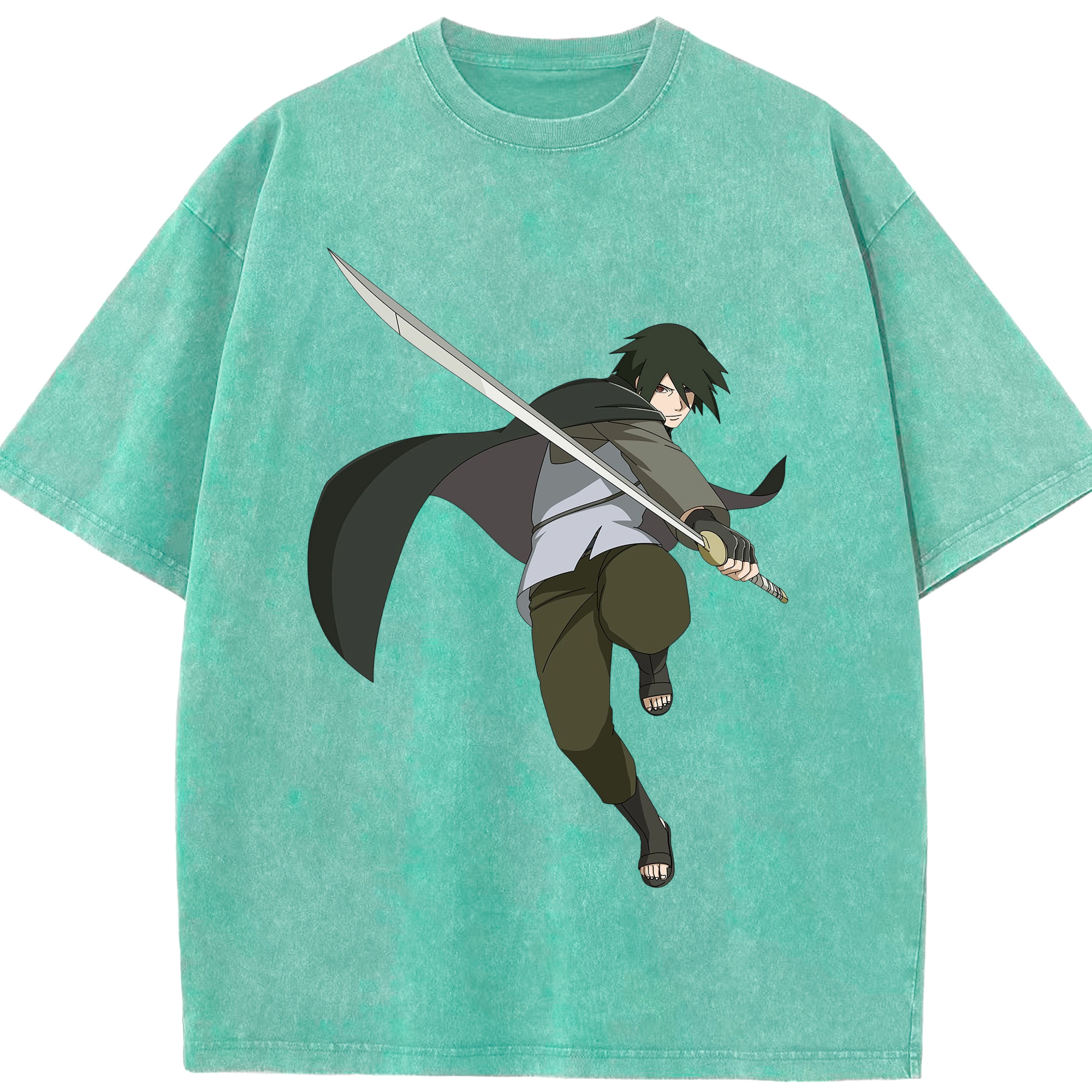 （画像用） NARUTO -ナルト- うちは サスケ Uchiha Sasuke 綿100% ヴィンテージ風 半袖Tシャツ（フロントプリント）